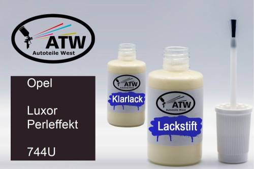 Opel, Luxor Perleffekt, 744U: 20ml Lackstift + 20ml Klarlack - Set, von ATW Autoteile West.